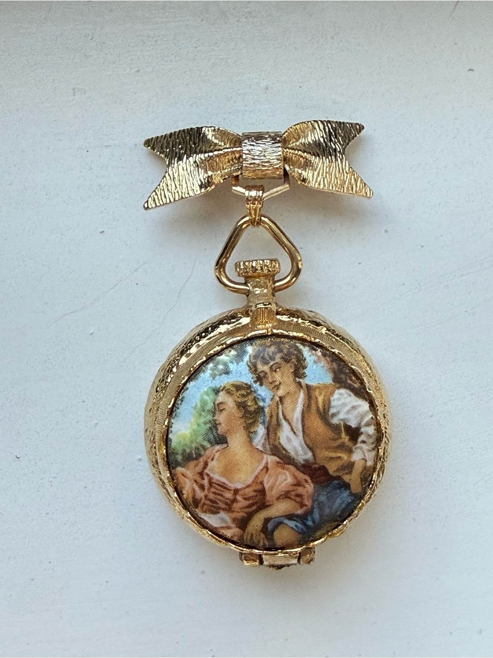 Vintage 1950s House Of Fuller Perfume Sachet Gold Tone Bow Pin Brooch Pendant